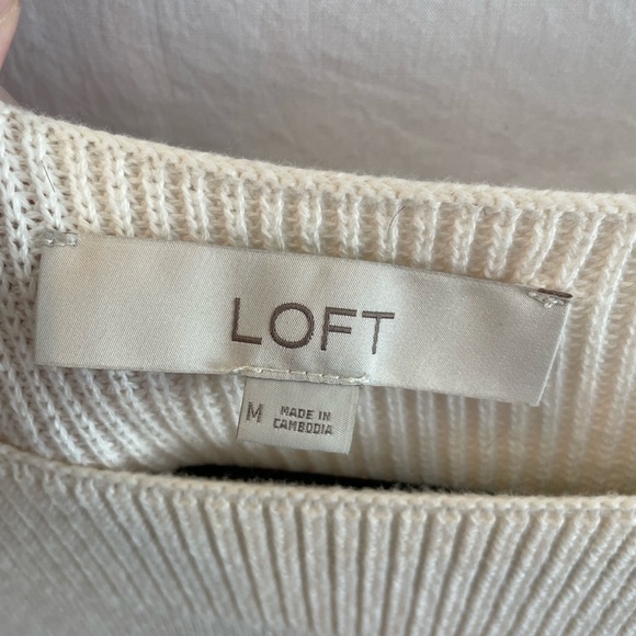 LOFT Cream Ribbed Sweater - Picture 2 of 3